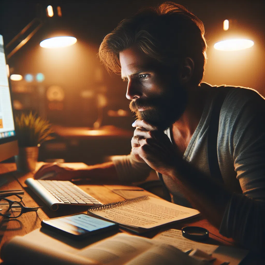 Propriétaire de petite entreprise à Nantes optimisant son site Web pour le SEO.