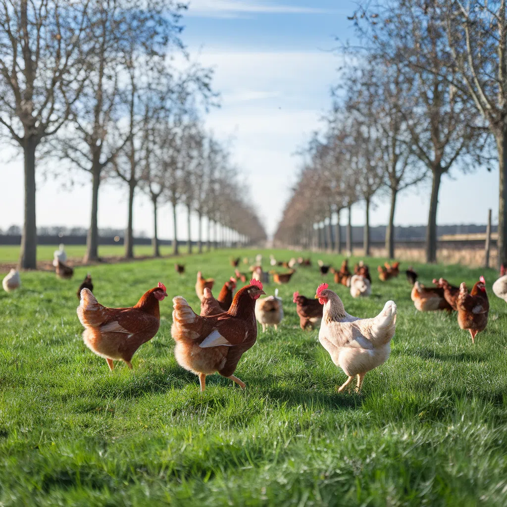 Ferme française avec poules en liberté