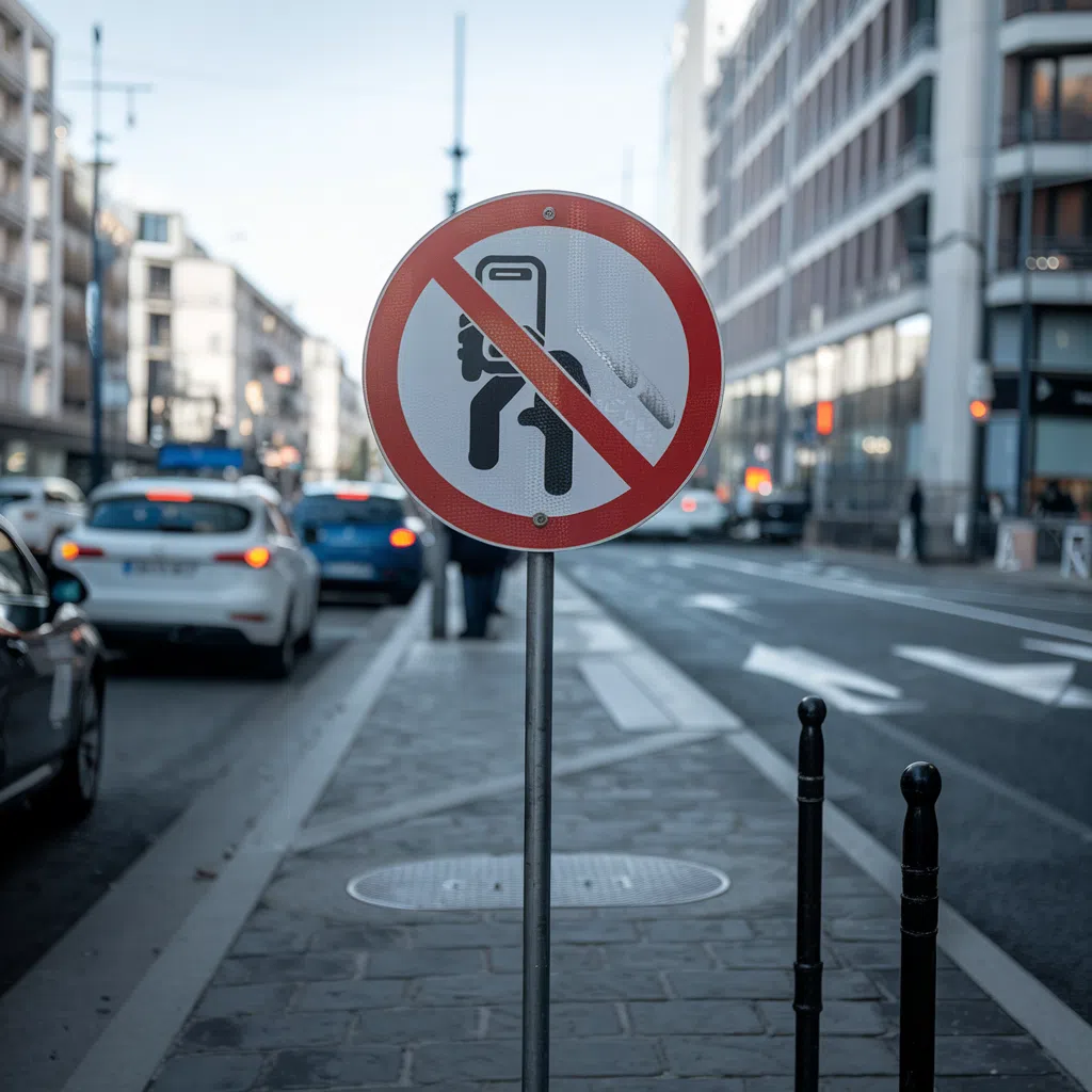 Panneau routier français interdisant l'utilisation du téléphone au volant