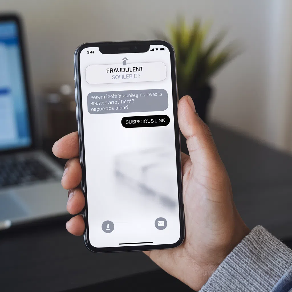 SMS frauduleux sur smartphone concernant un colis retardé.