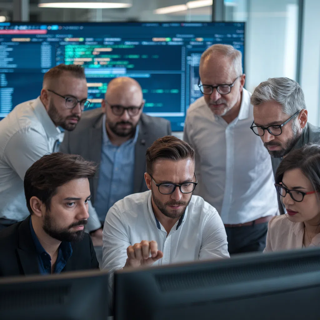 Équipe d'experts en cybersécurité analysant des données.