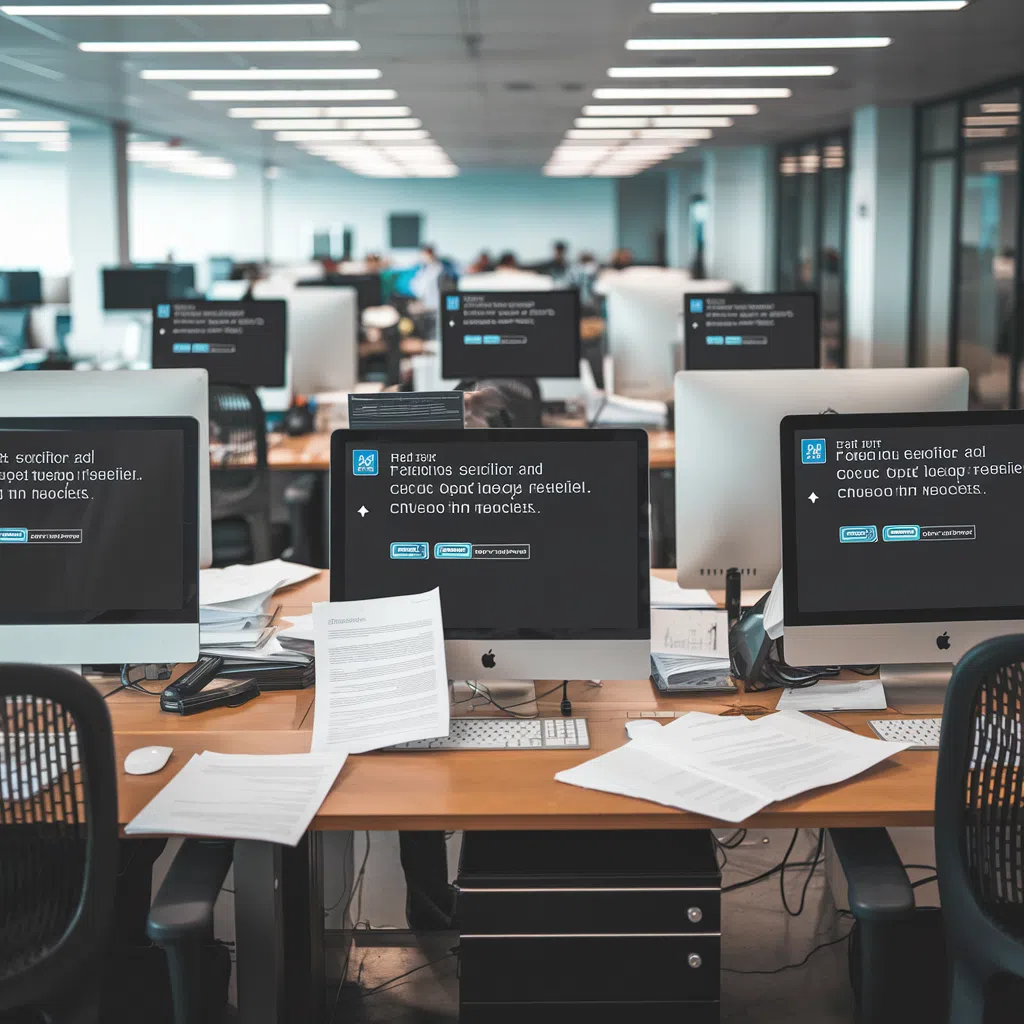Bureau avec signes d'une cyberattaque