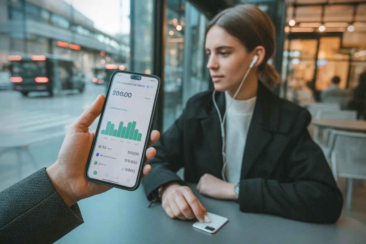 Utilisateur consultant une épargne Revolut sur smartphone, intérêts quotidiens mis en avant