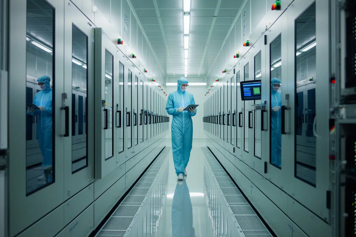 Salle blanche semi-conducteurs illustrant les investissements de SK Hynix