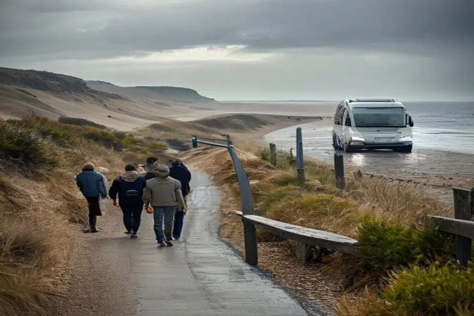 Plage du Débarquement en Normandie, visiteurs et dunes protégées