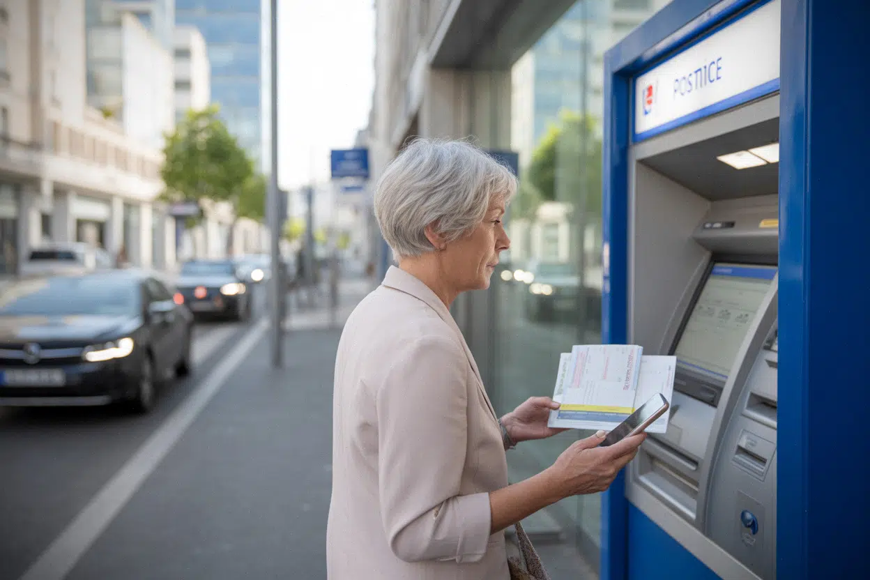 Retraitée vérifiant ses comptes avant revalorisation des pensions