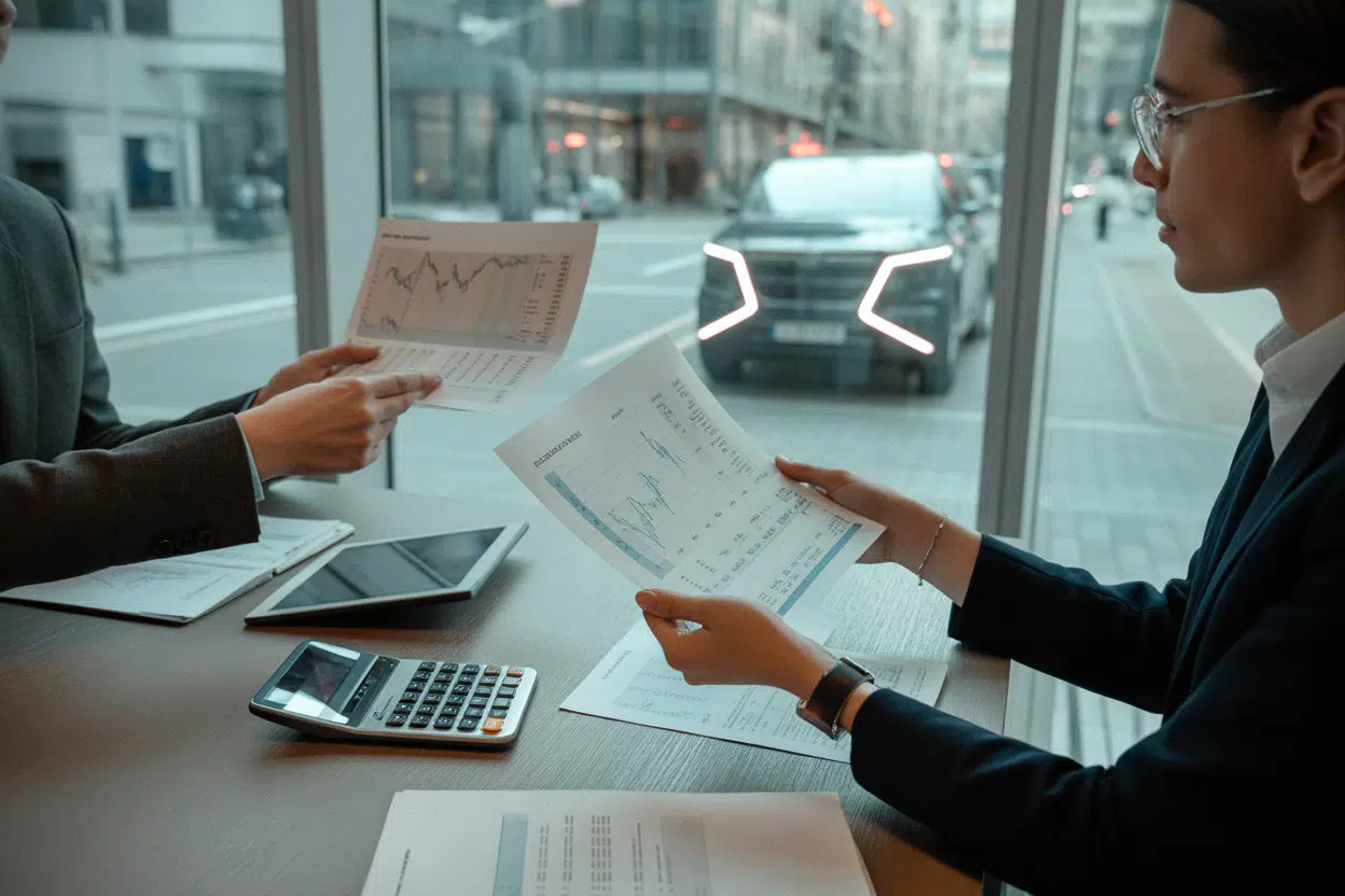 Analystes examinant des indicateurs financiers liés à VusionGroup