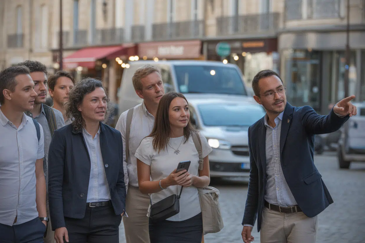 Visite guidée à Châtel-Guyon, groupe et guide au centre-ville