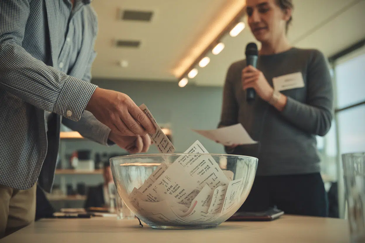 Tirage de tombola des commerçants à Masseube lors d’un repas