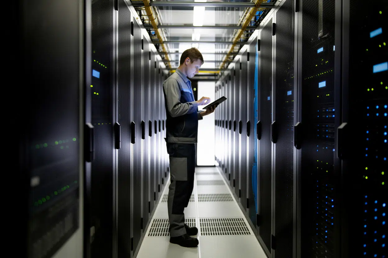 Course au calcul GPU entre acteurs IA, centre de données moderne