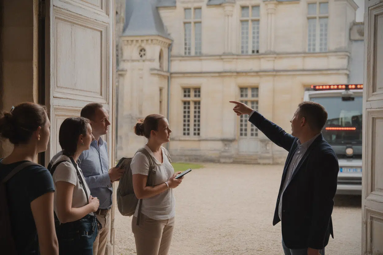 Visite guidée au château du Thiolent à Vergezac, public en été