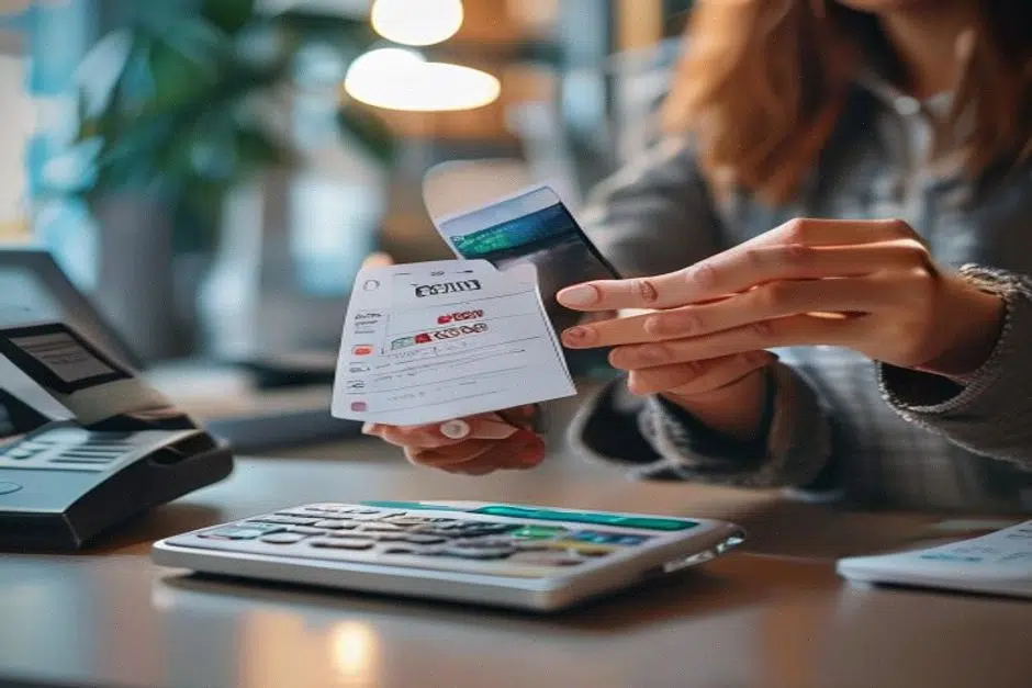 Joueur vérifiant un ticket Super Loto sur smartphone en point de vente