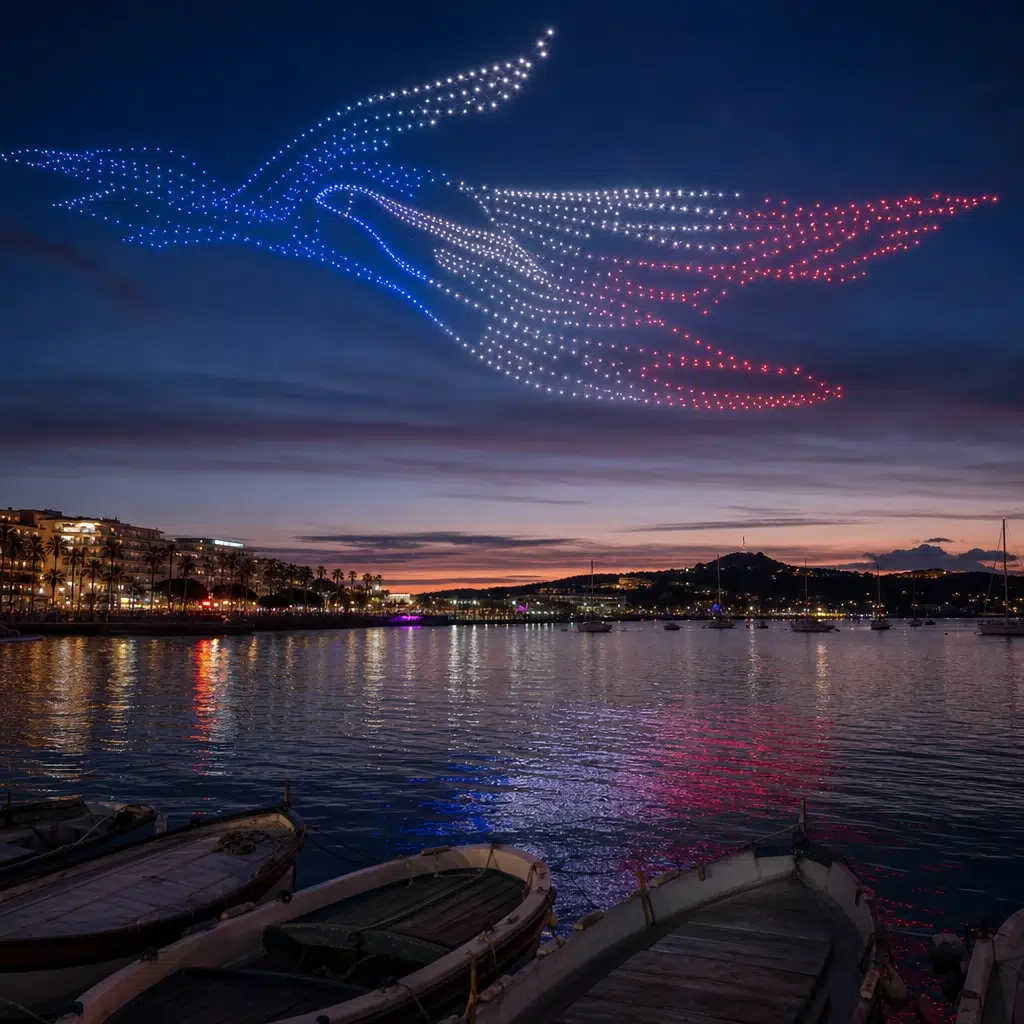 Spectacle de drones Cannes 14 juillet