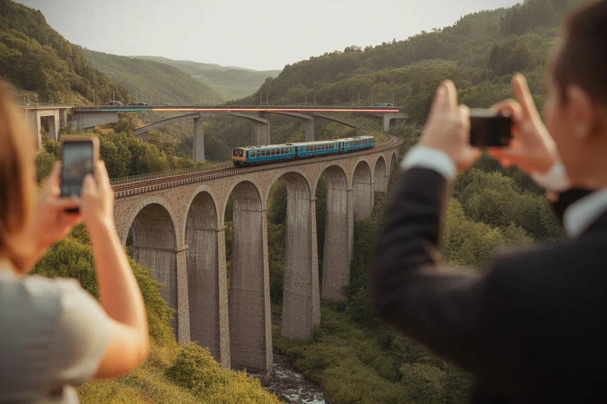 Le petit train sur le viaduc centenaire de l’Agout
