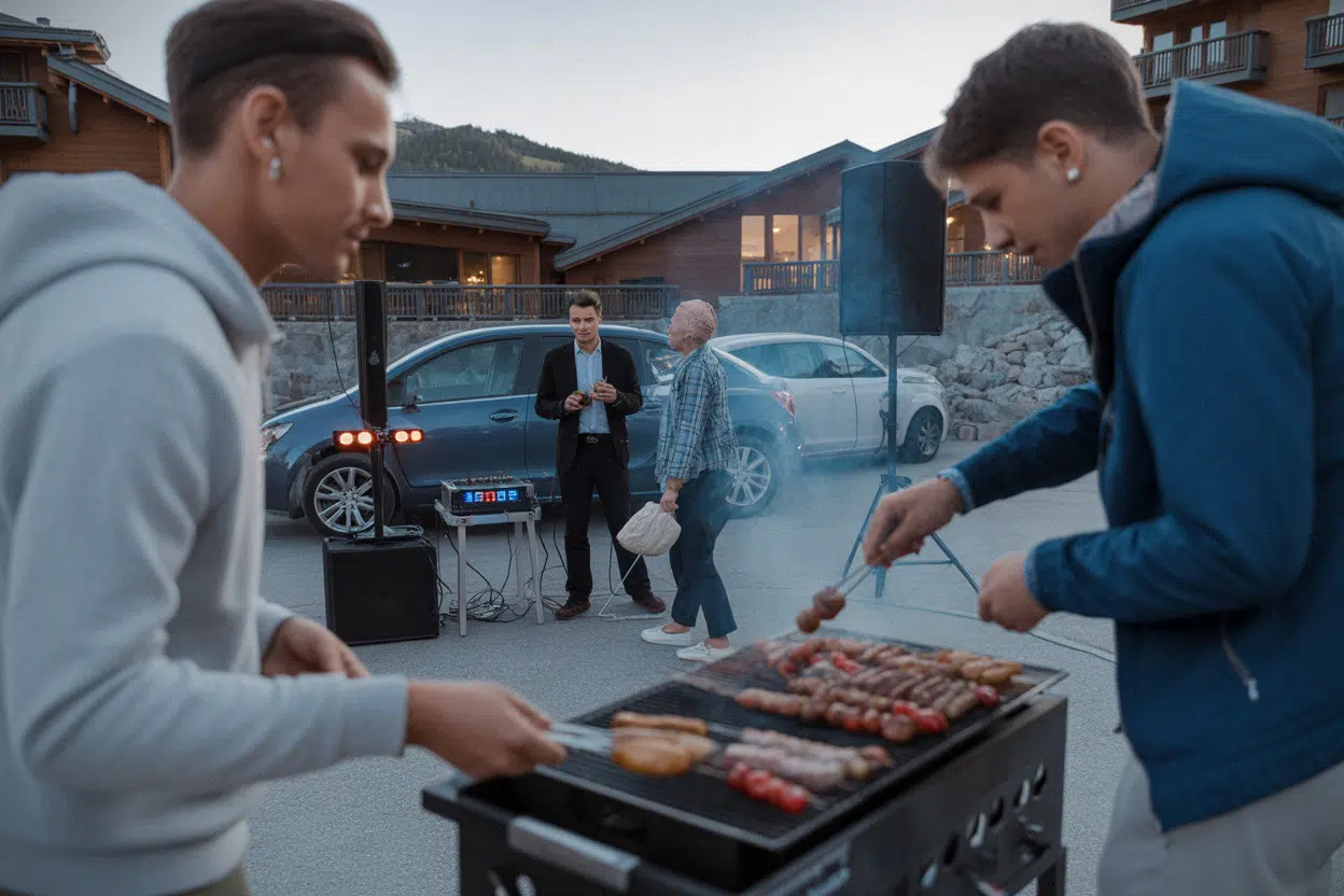Barbecue collectif et DJ sur la place de la Truite à Bonascre