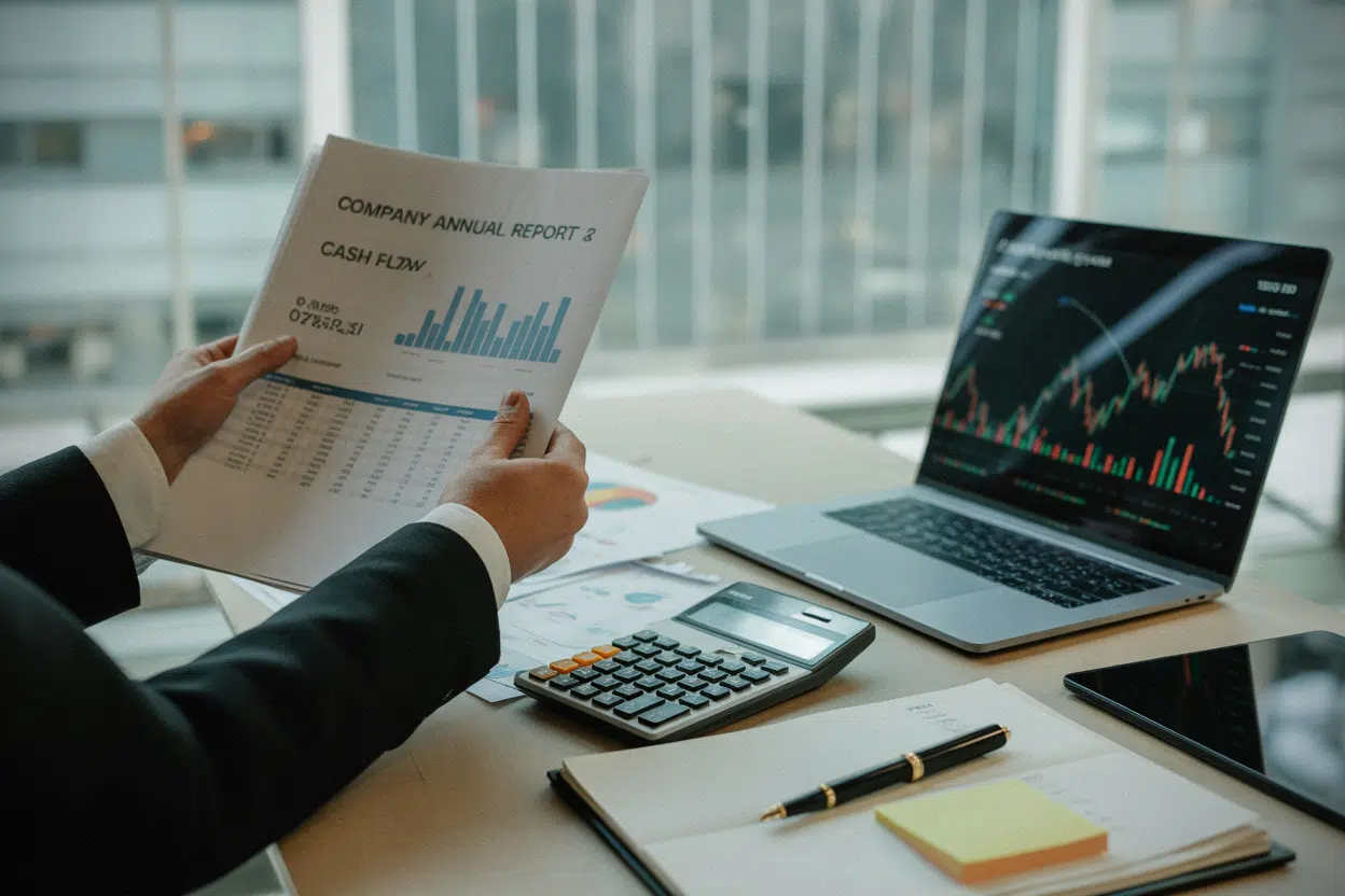 Analyse d’entreprise, cash-flow et ROIC sur documents financiers