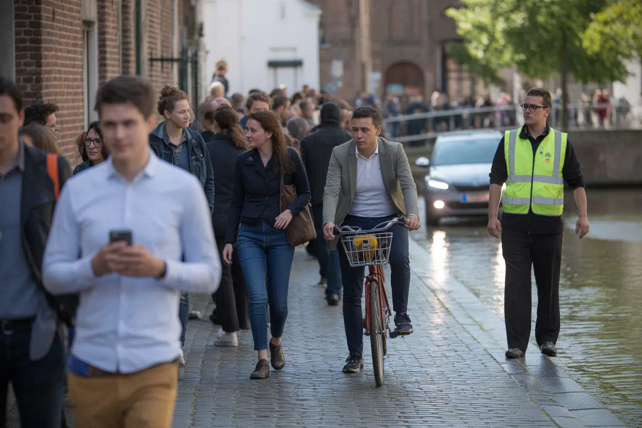 Affluence touristique à Bruges, flux piétons et gestion en centre-ville