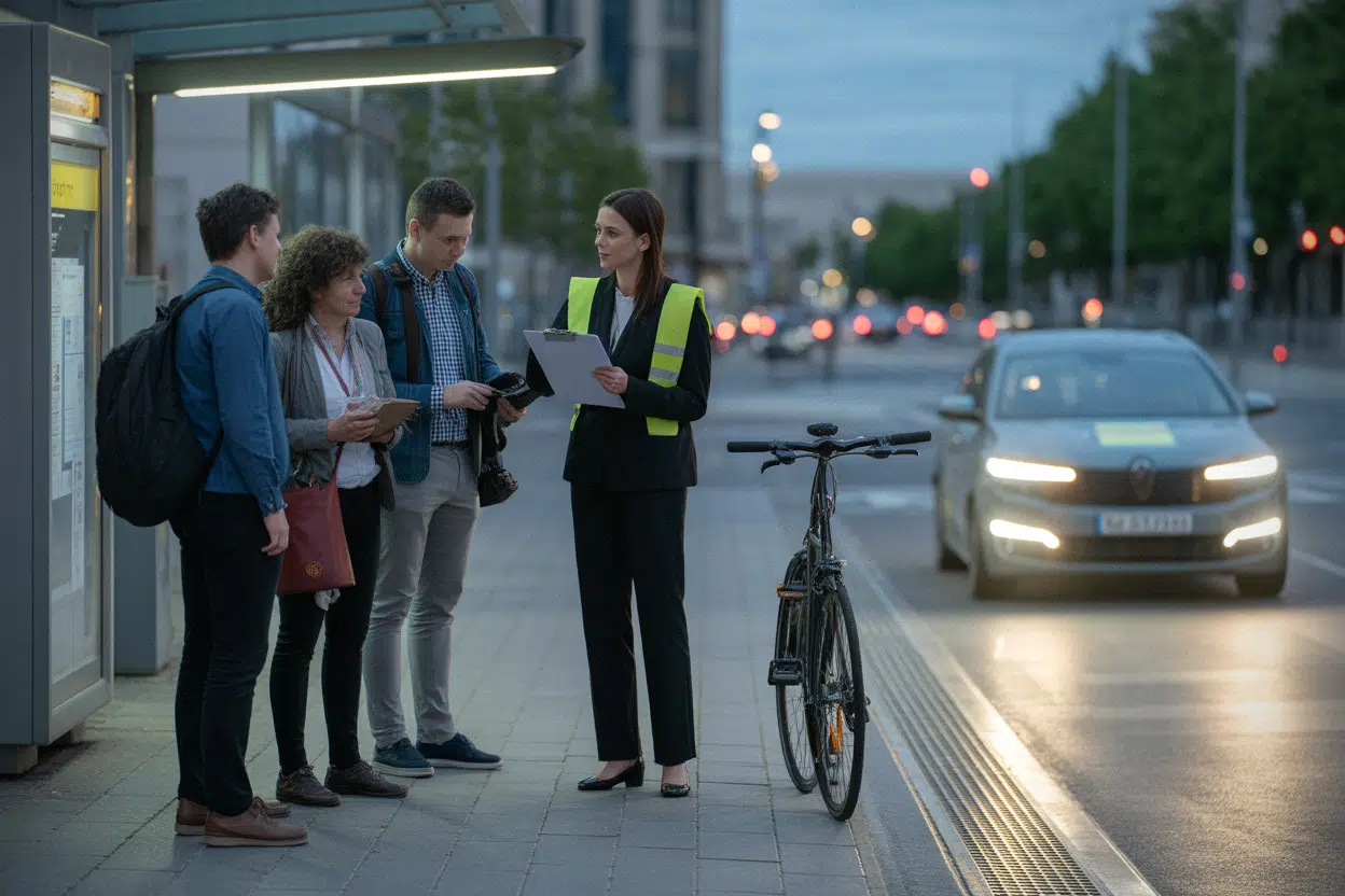 Point de rendez-vous et contrôle des réservations avant une visite guidée nocturne