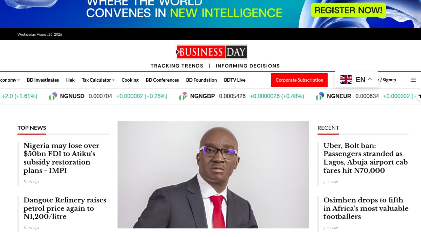 Aperçu du site businessday.ng