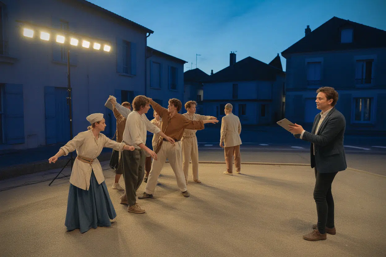 Répétition du spectacle historique de Larra sur la place du village