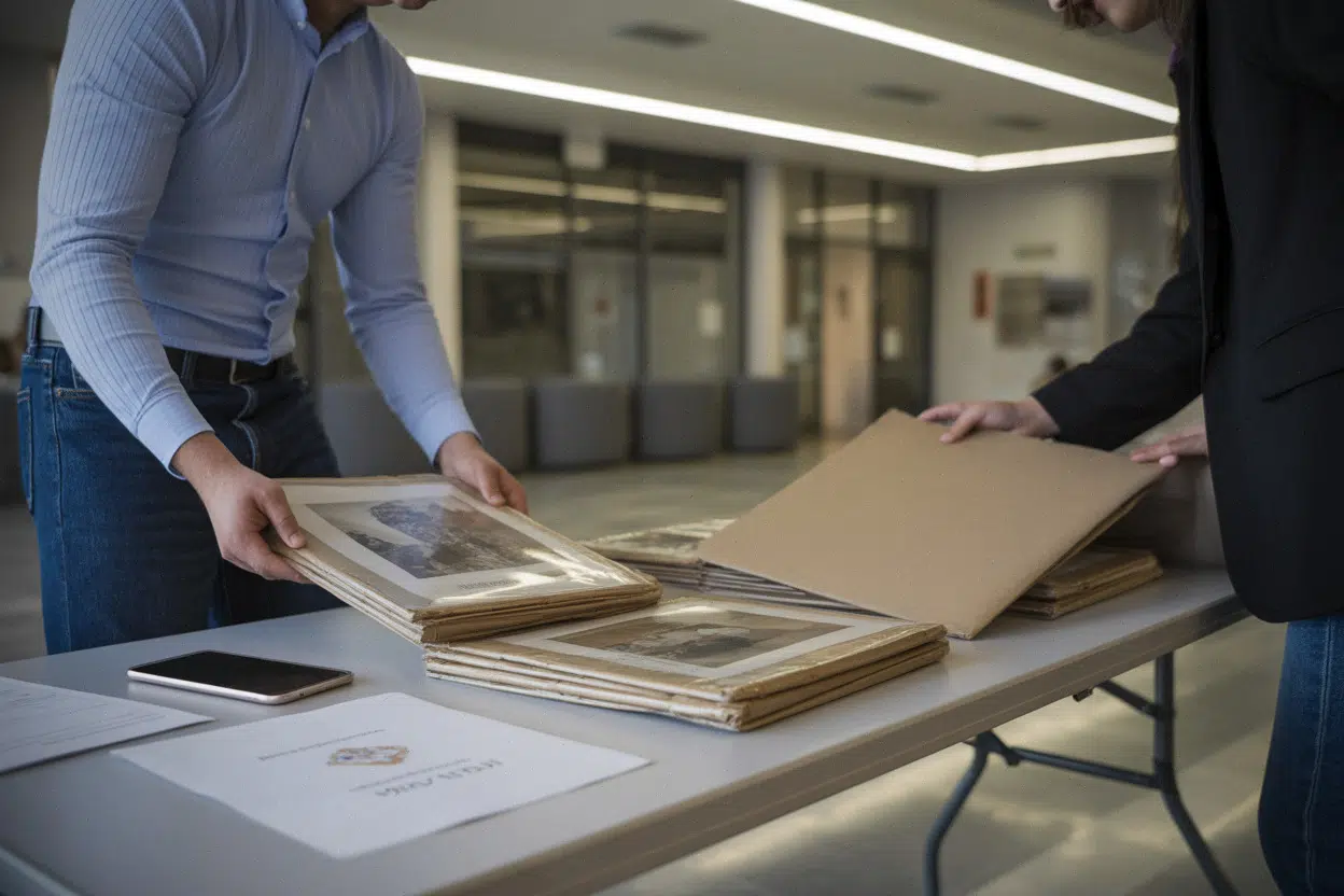 Bénévoles préparant l’accueil et les archives pour la journée patrimoine