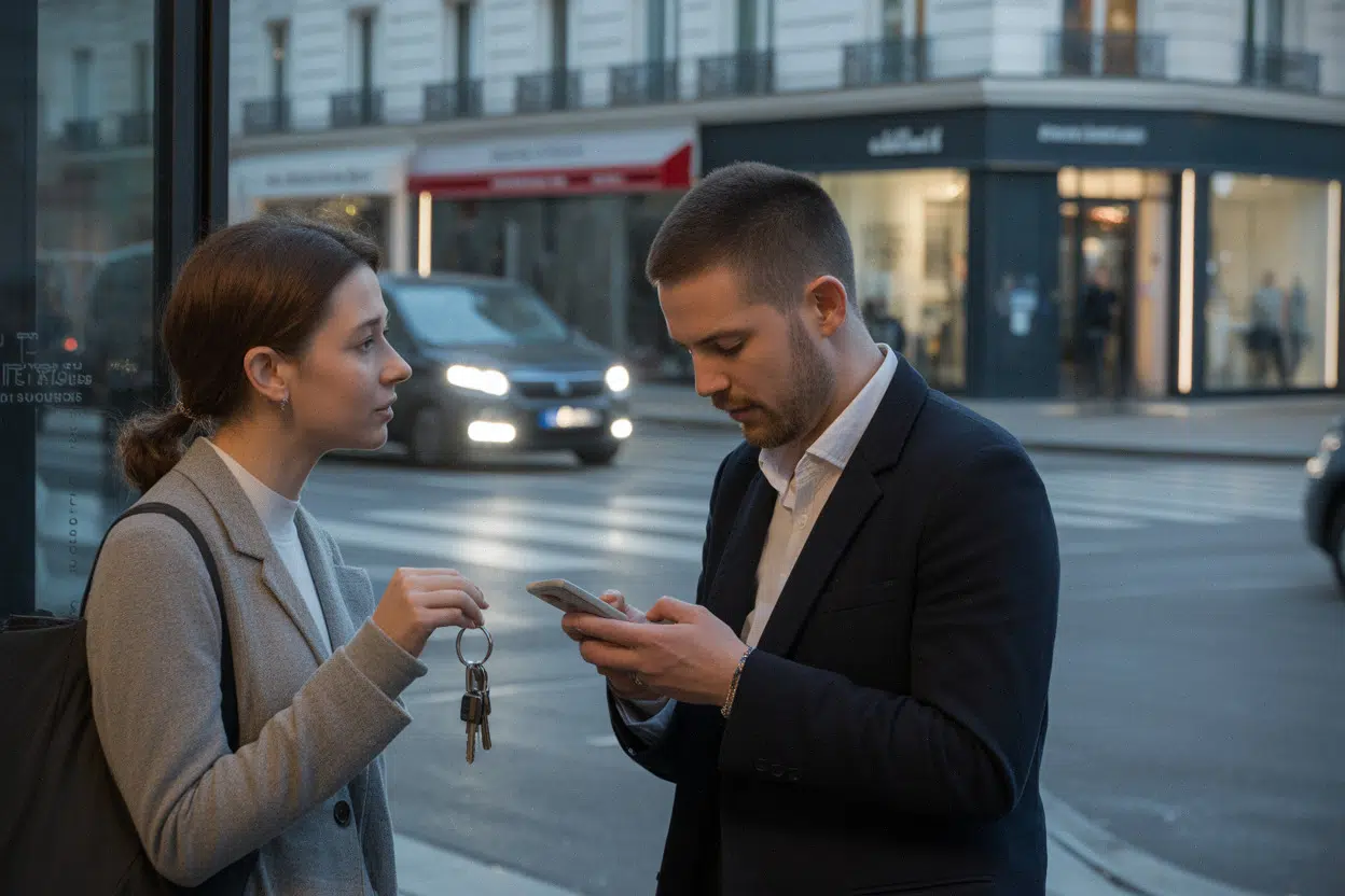 Échange devant un immeuble parisien sur le départ en retraite