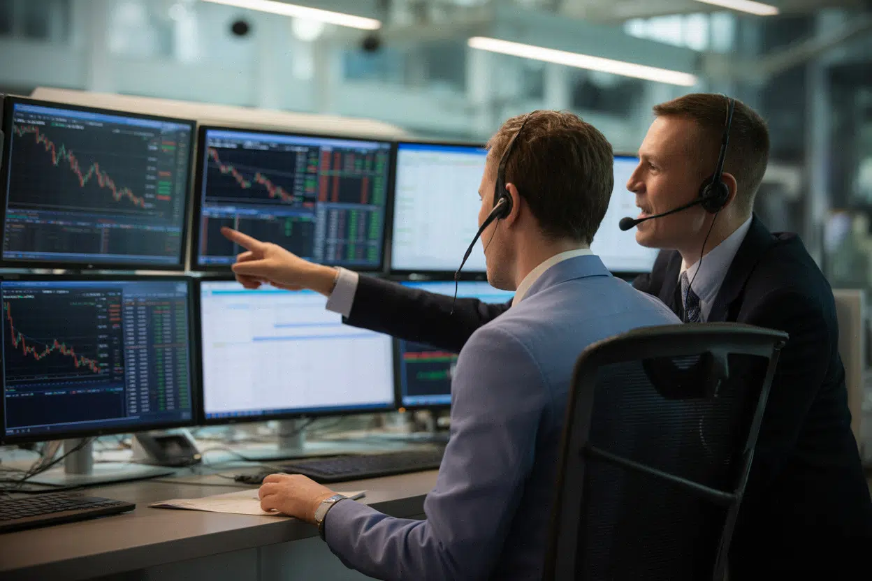 Traders à Sydney surveillant l’ASX 200 dans un marché volatil