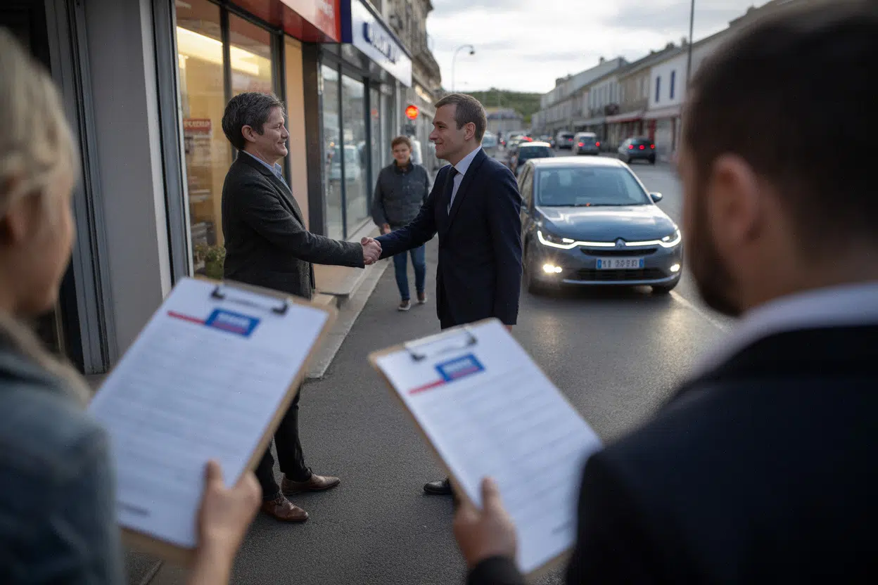 Équipe de campagne sur le terrain dans une ville française