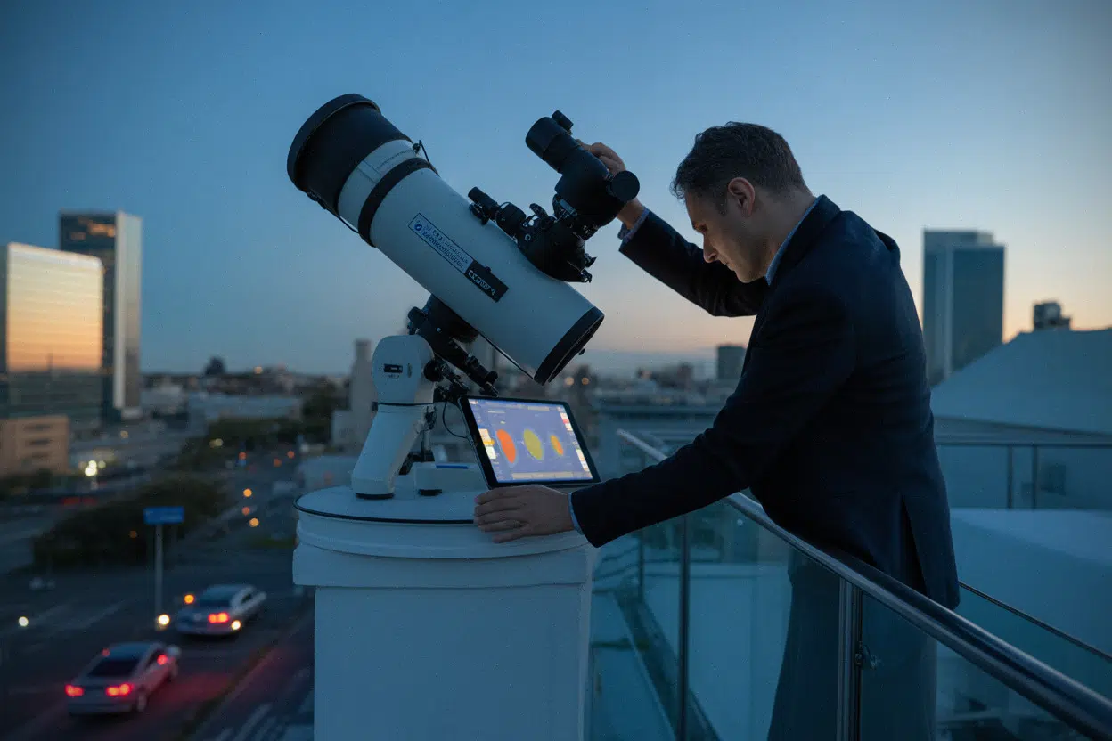 Astronome suivant un objet en route vers la Lune en 2026