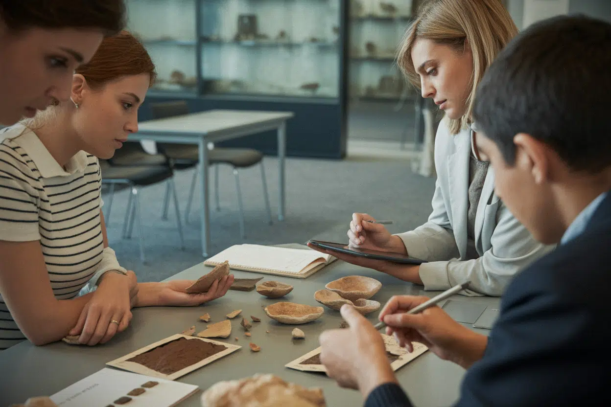 Atelier d’enquête archéologique avec indices et tessons au musée
