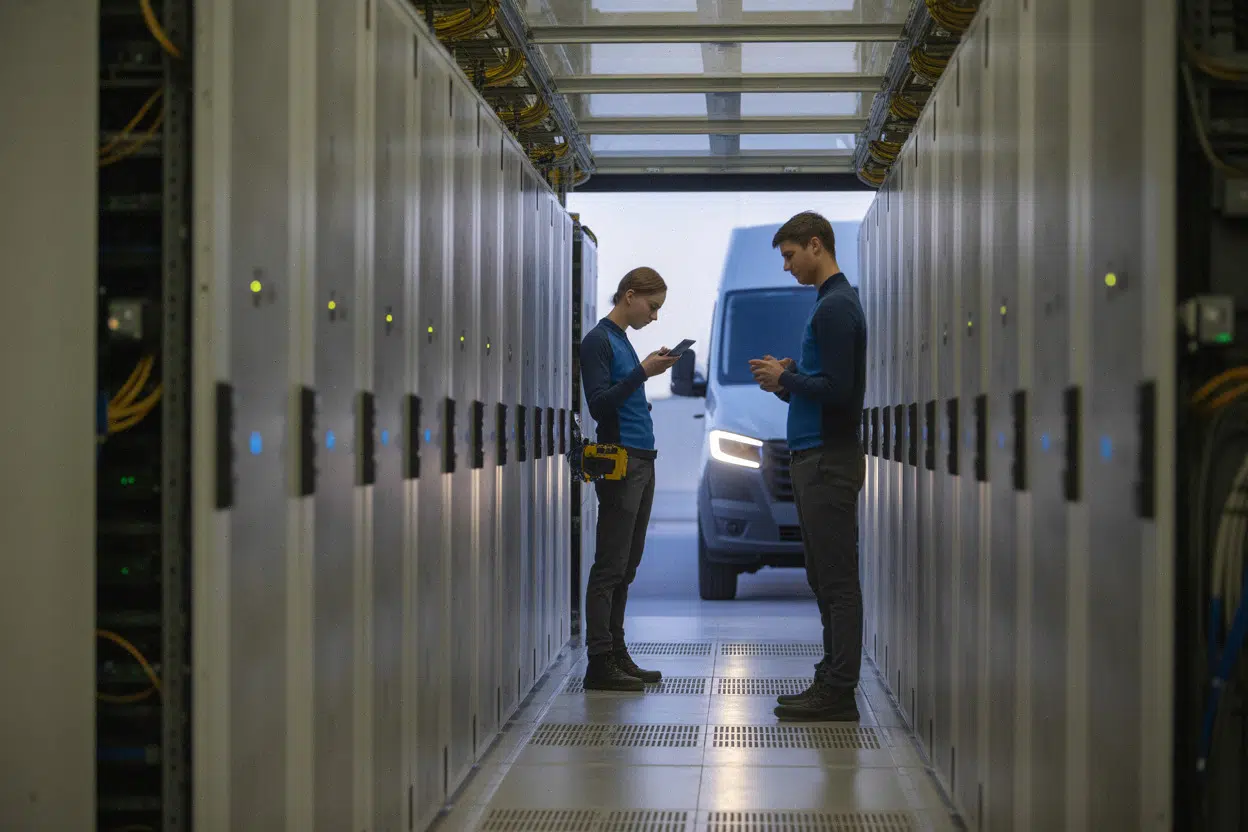 Centre de données illustrant les coûts GPU et la capacité de calcul IA