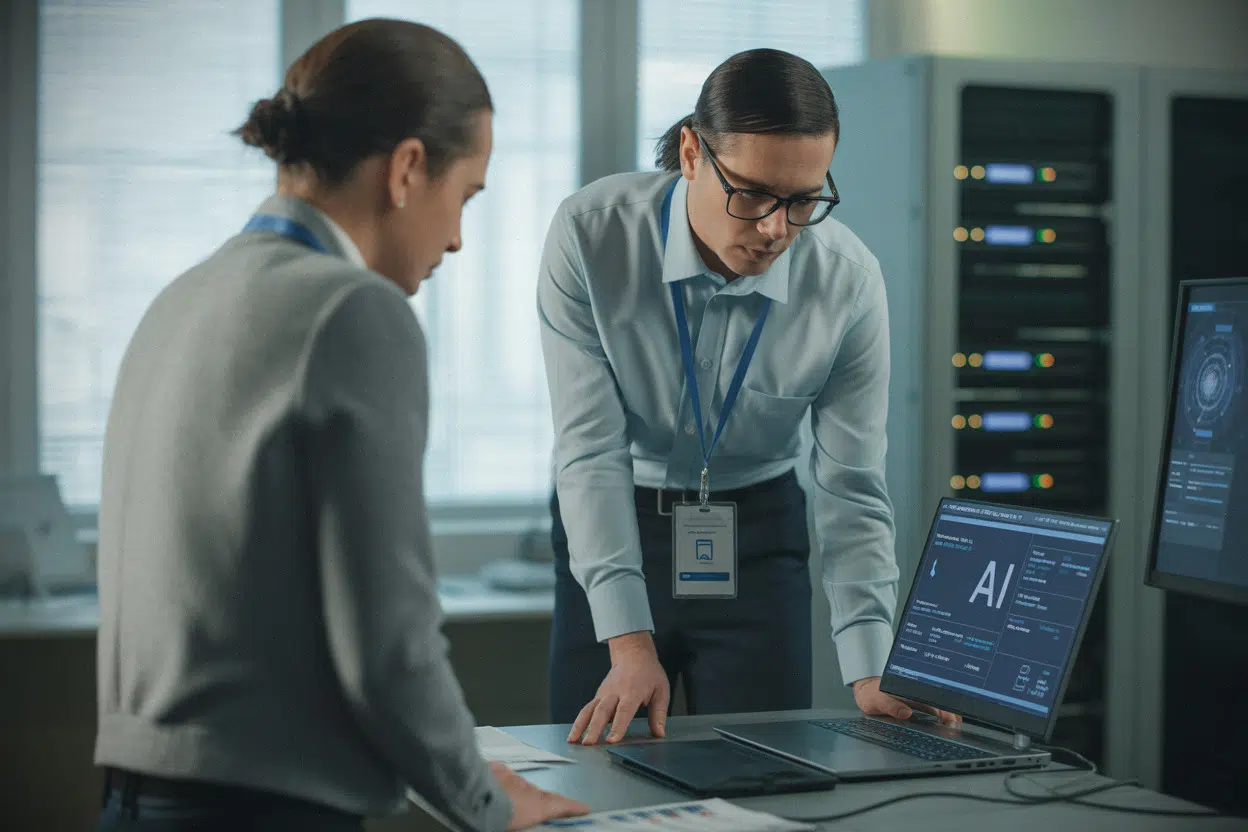 Technicien configure un portail IA d’entreprise sur réseau non classifié