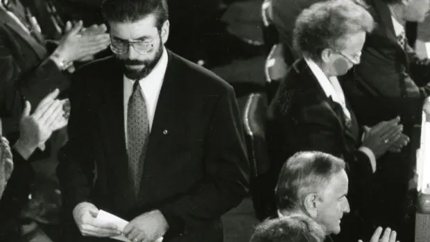 Le président du Sinn Féin, Gerry Adams, a participé au Forum pour la paix et la réconciliation au château de Dublin en 1994. Photographie: Frank Miller / The Irish Times