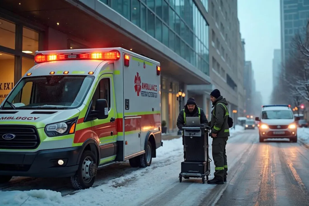 Des équipes d’ambulance gèrent une crise informatique près d’un hôpital