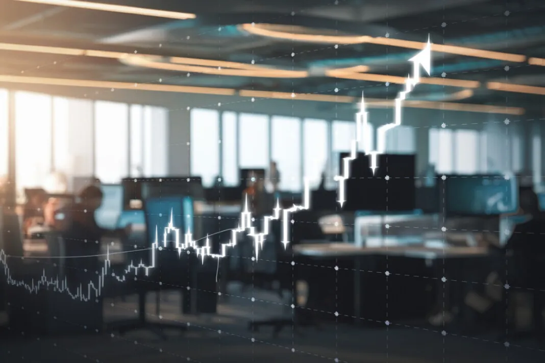 Graphique boursier montrant une forte tendance à la hausse