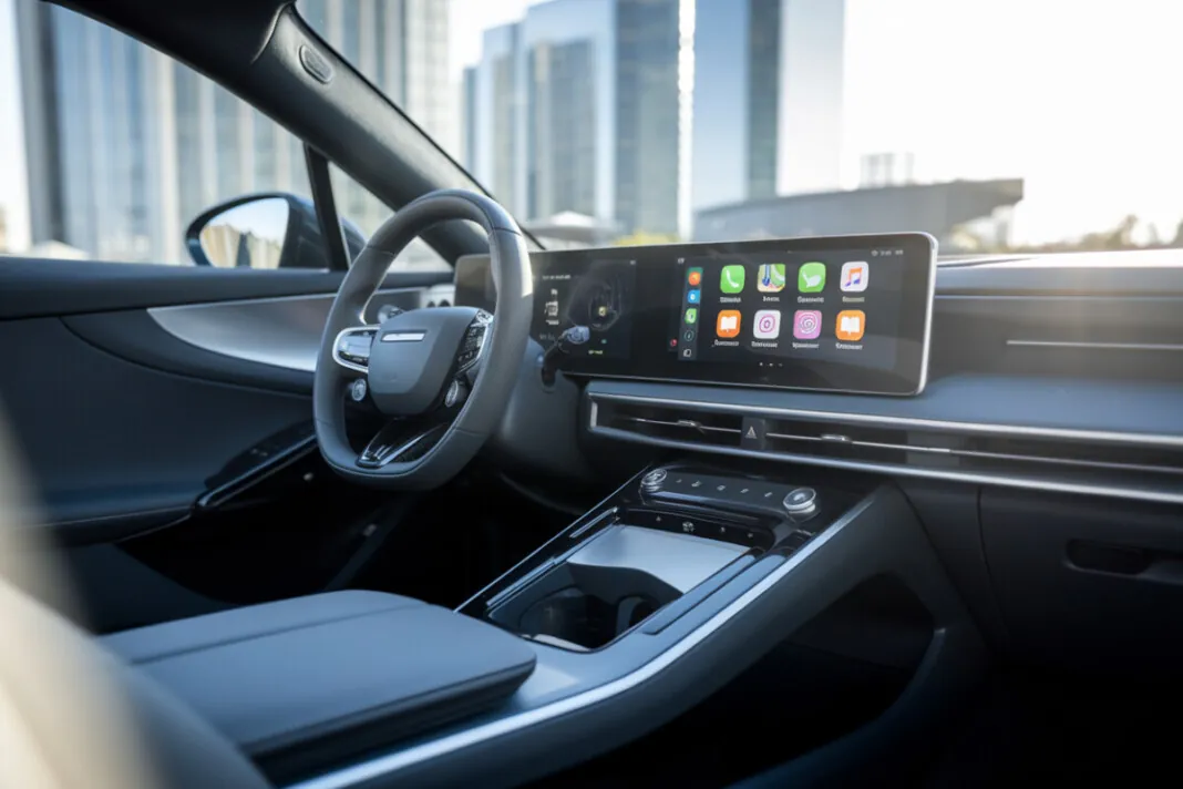 Tableau de bord de voiture avec interface Apple CarPlay
