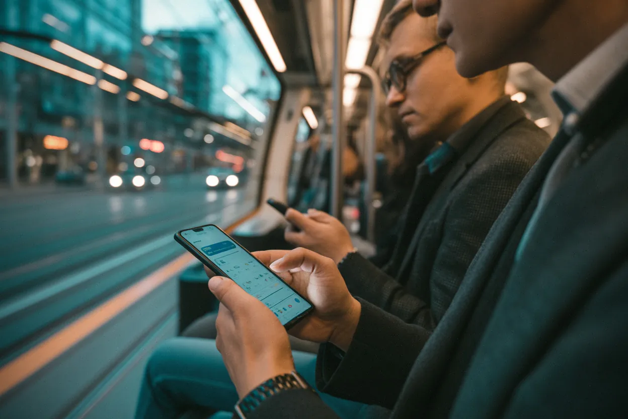 Usagers sur smartphone, IA d’assistance et transport urbain en France
