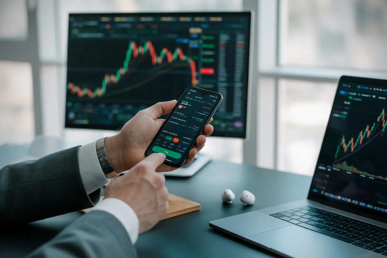 Main sur smartphone suivant le cours Viridien sur Euronext Paris