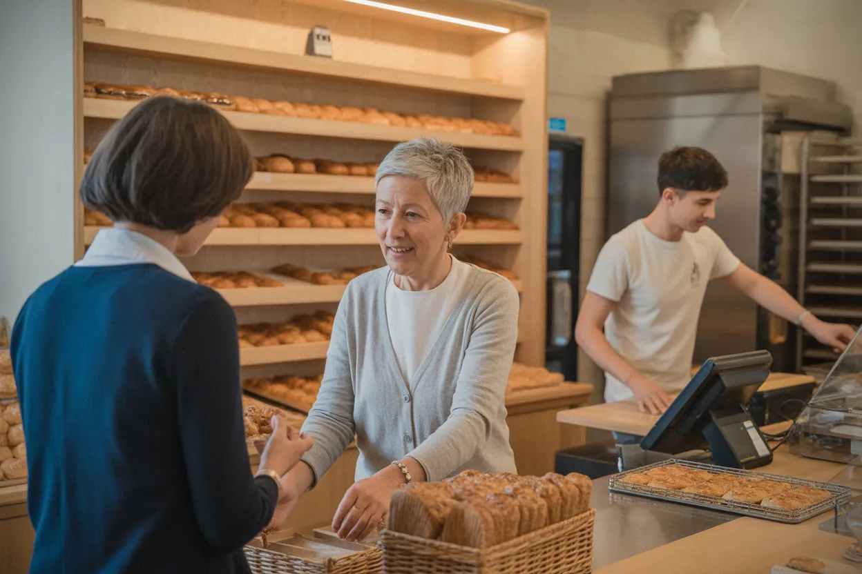 Nonore et Didier dans la boulangerie d’Arandon-Passins, scène de travail.