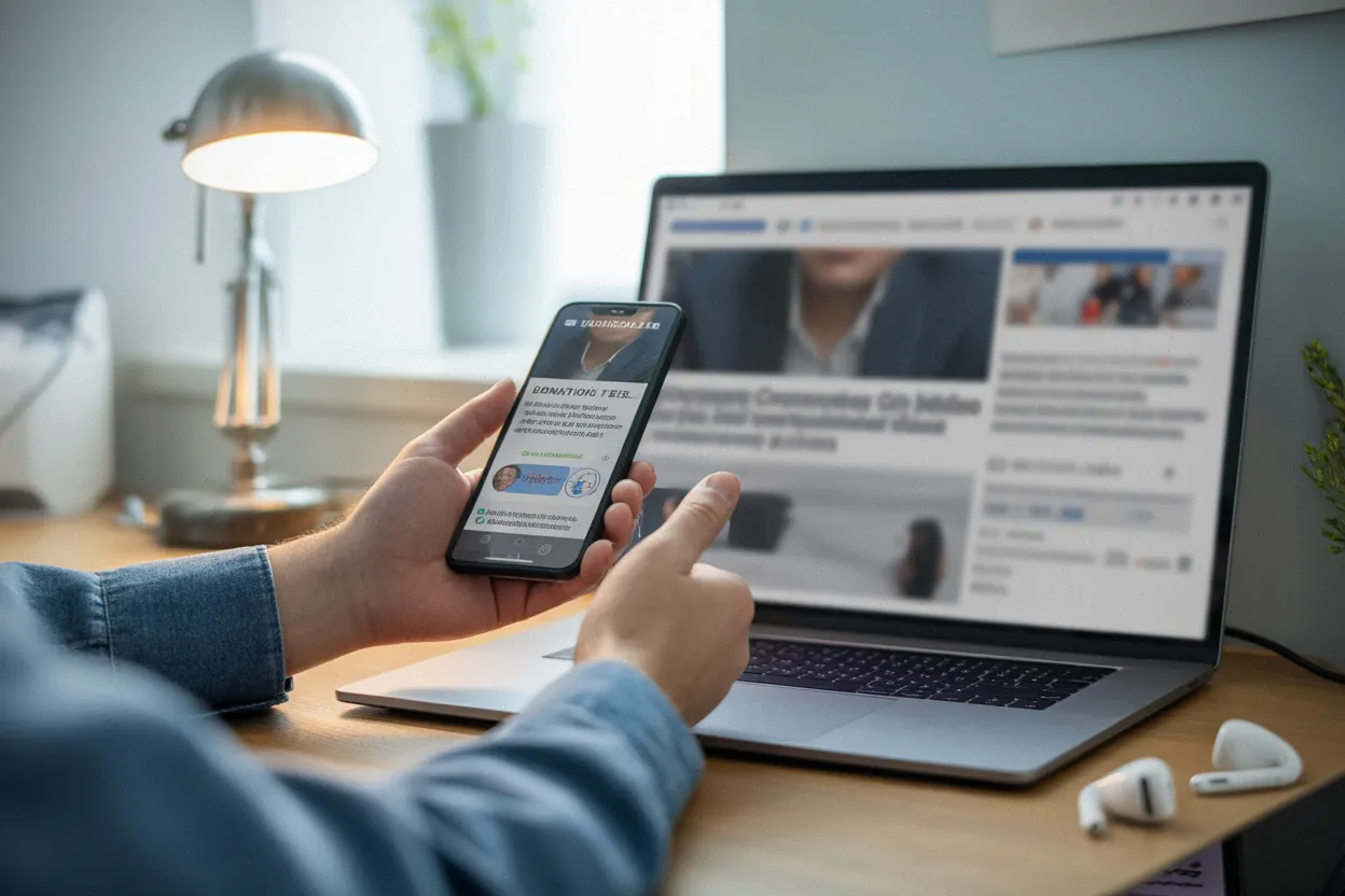 Article Rotek sur donation goals, lecture sur ordinateur et smartphone