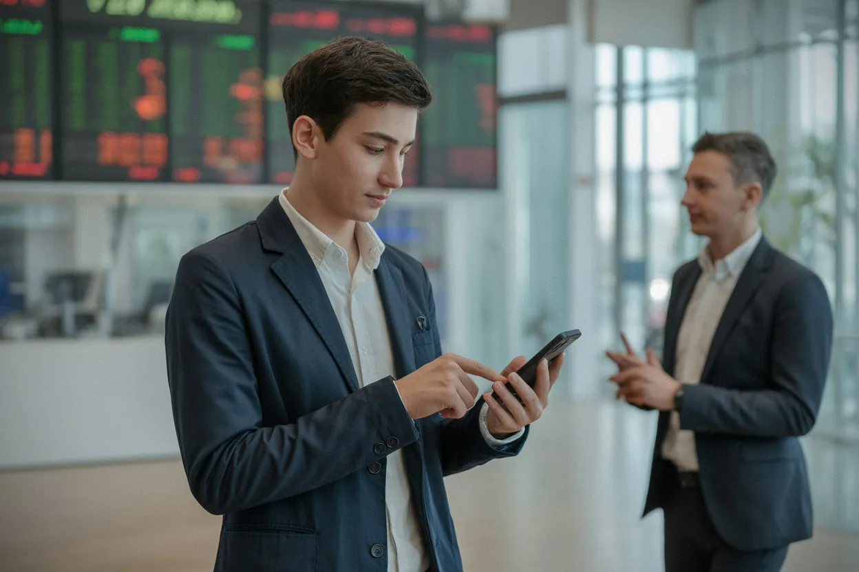 Investisseurs suivent l’action Unitree après l’IPO sur smartphone, à Shanghai