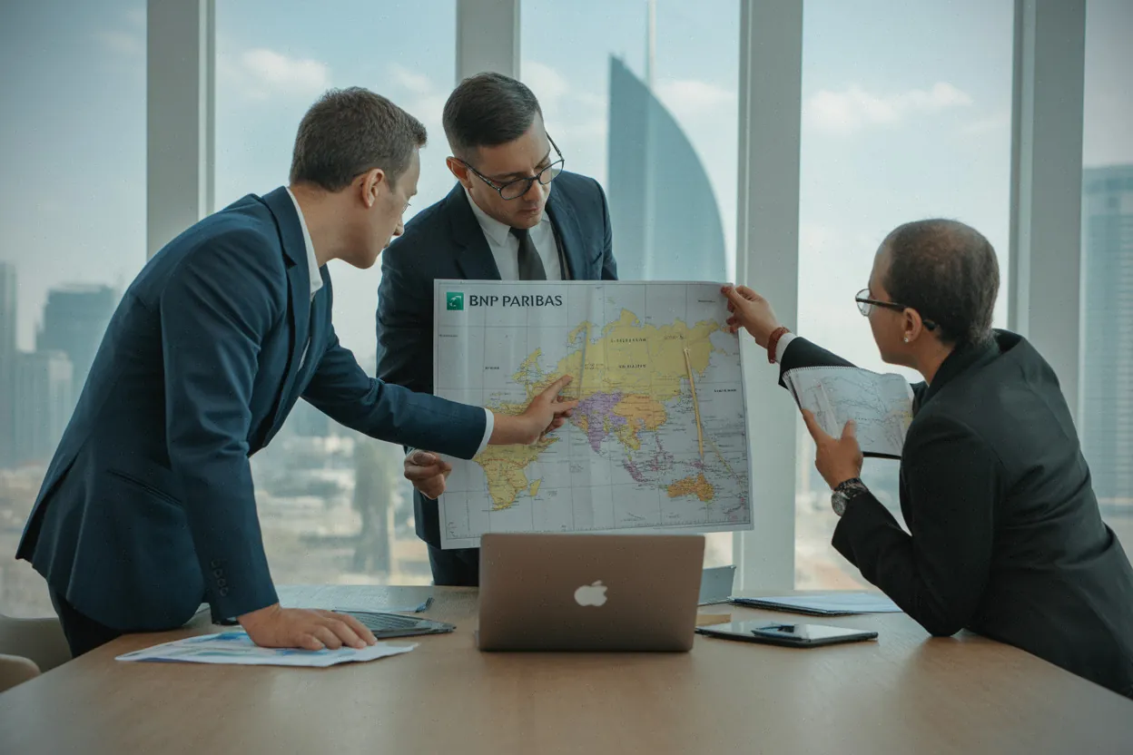 Dirigeants bancaires discutant du transfert régional vers l’Arabie saoudite