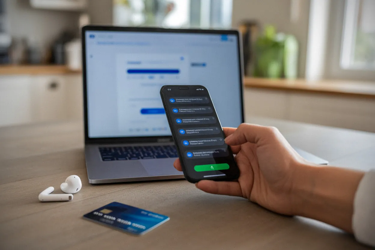 SMS d’arnaque liés aux impôts sur smartphone, écran flouté