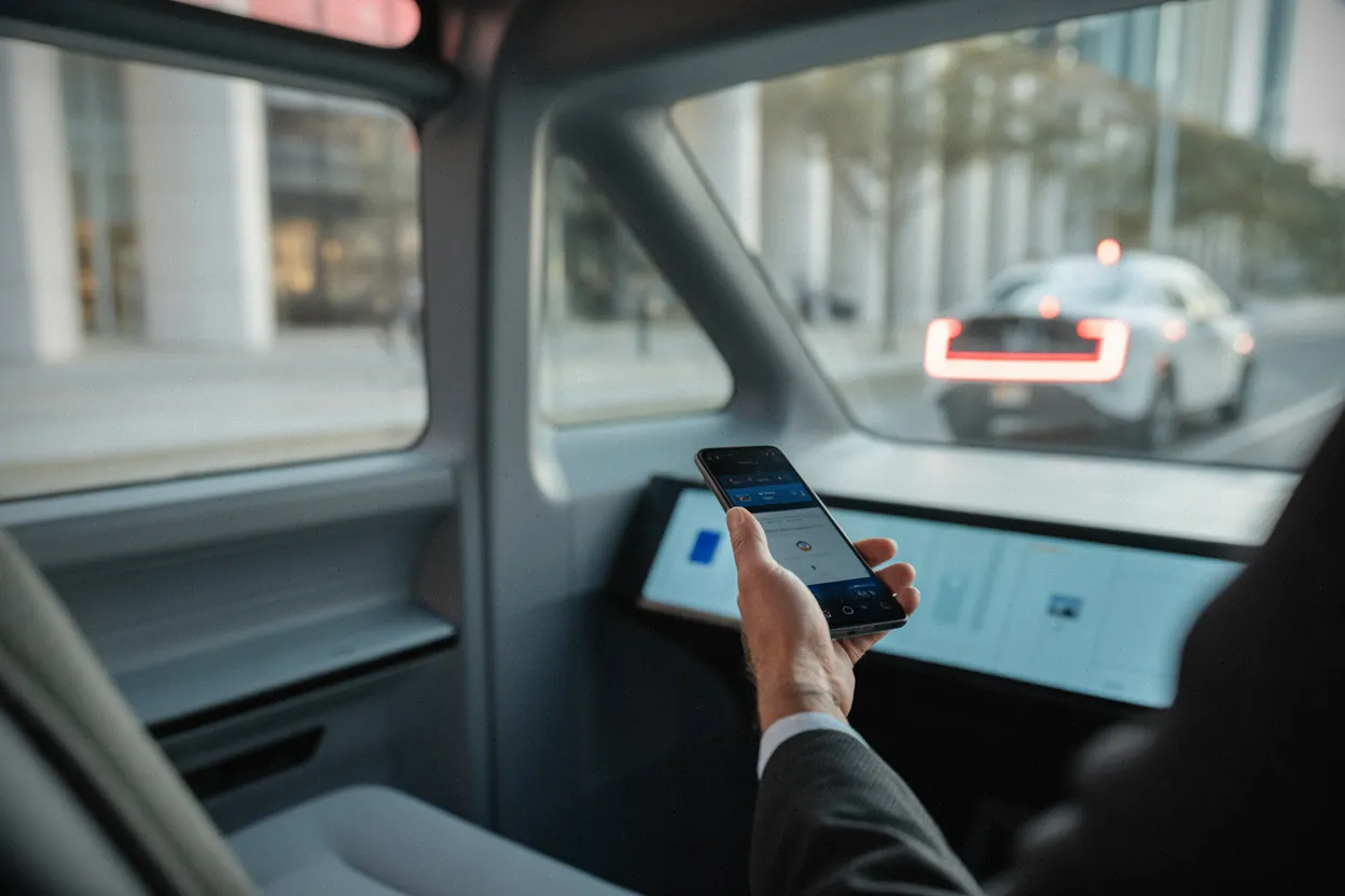 Intérieur du Cybercab sans volant ni pédales à Austin